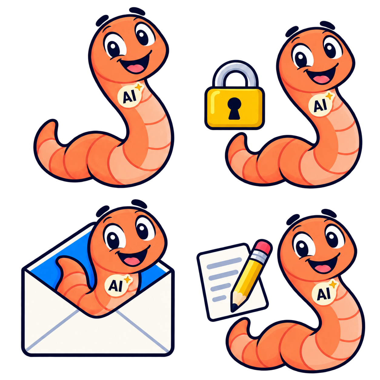 Wormwright AI worm mascot